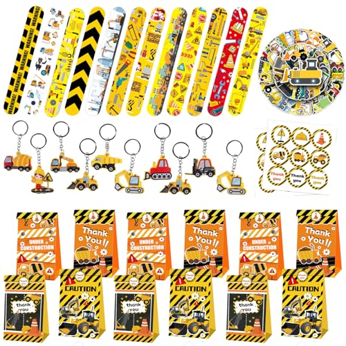 Baustelle Party Mitgebsel Kindergeburtstag,Bagger Geburtstagsparty Zubehör enthält 12 Slap Armbänder, 12 Geschenktüten, 10 Schlüsselanhänger, 50 Aufkleber für Kinder Jungen Mädchen Geburtstagsdeko Baustelle Party Mitgebsel Kindergeburtstag,Bagger Geburtstagsparty Zubehör enthält 12 Slap Armbänder, 12 Geschenktüten, 10 Schlüsselanhänger, 50 Aufkleber für Kinder Jungen Mädchen Geburtstagsdeko von Yhjxly