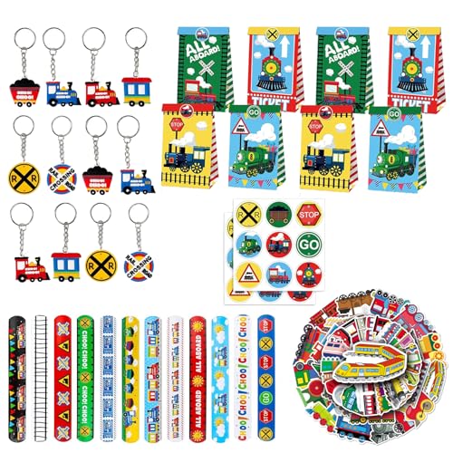Yhjxly 86PCS Zug Party Mitgebsel, Zug Party Zubehör, Inklusive Zug Geschenktüten Schlüsselanhänger,Geschenktüten Slap Armbänder Schlüsselanhänger Aufkleber für Kindergeburtstag Tüten Verpacken Yhjxly 86PCS Zug Party Mitgebsel, Zug Party Zubehör, Inklusive Zug Geschenktüten Schlüsselanhänger,Geschenktüten Slap Armbänder Schlüsselanhänger Aufkleber für Kindergeburtstag Tüten Verpacken von Yhjxly