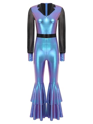 Yhong Damen 70er 80er Disco Kostüm Langarm Ganzkörperanzug Jumpsuit mit Schlaghose Vintage Festliches Outfit Karneval Halloween Faschingskostüme Farbverlauf Blau XXL Yhong Damen 70er 80er Disco Kostüm Langarm Ganzkörperanzug Jumpsuit mit Schlaghose Vintage Festliches Outfit Karneval Halloween Faschingskostüme Farbverlauf Blau XXL von Yhong