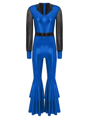 Yhong Damen 70er 80er Disco Kostüm Langarm Ganzkörperanzug Jumpsuit mit Schlaghose Vintage Festliches Outfit Karneval Halloween Faschingskostüme Königsblau M Yhong Damen 70er 80er Disco Kostüm Langarm Ganzkörperanzug Jumpsuit mit Schlaghose Vintage Festliches Outfit Karneval Halloween Faschingskostüme Königsblau M von Yhong