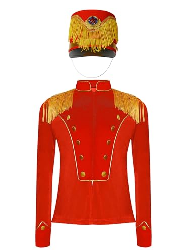 Yhong Kinder Zirkusdirektor Kostüm Langarm Zirkus Jacke Smoking Mantel mit Hut Fasching Cosplay Party Bühnenauftritte Verkleidung Rot C 170 Yhong Kinder Zirkusdirektor Kostüm Langarm Zirkus Jacke Smoking Mantel mit Hut Fasching Cosplay Party Bühnenauftritte Verkleidung Rot C 170 von Yhong