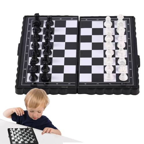 Magnetischer Reiseschach -Set - Faltbare Schachbrett | Tragbares Reisenmagnetikfaltschachkunststoffstoffmaterial | Spiel Mit Aufbewahrungstasche Für Kinder Und Erwachsene, Spieler Teen Family Game von Yhsioaklo