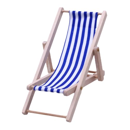 Mini Strandkorb | Faltbarer hölzerner Miniatur-Liegestuhl für Dekoration | Thema Miniatur Ornament für Home Desk Garden Decor, Möbel Zubehör von Yhsioaklo