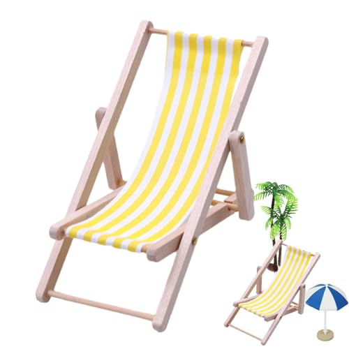 Mini Strandkorb | Faltbarer hölzerner Miniatur-Liegestuhl für Dekoration | Thema Strand Miniatur Ornament für Home Desk Garden Decor, Möbel Zubehör Mini Strandkorb | Faltbarer hölzerner Miniatur-Liegestuhl für Dekoration | Thema Strand Miniatur Ornament für Home Desk Garden Decor, Möbel Zubehör von Yhsioaklo