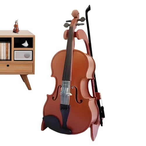 Miniaturgeige | 3.94x1.57 Zoll Tabletop Instrument Ornament | Desktop -Dekorinstrumentenmodell für Schreibtisch -Displayschrank, Puppenhausdekoration () von Yhsioaklo