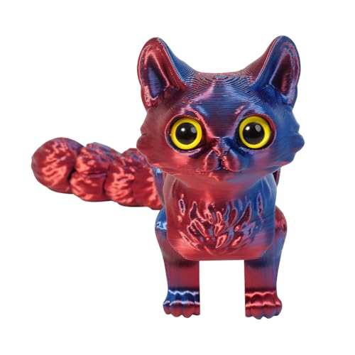 Yhsioaklo 3D -gedruckte Katze | 3D -gedruckte Tiere | Zappelspielzeug | Realistische bewegliche Gelenke Figuren Desktop für Erwachsene Osterfeier bevorzugt Geburtstagsmädchen Weihnachten von Yhsioaklo