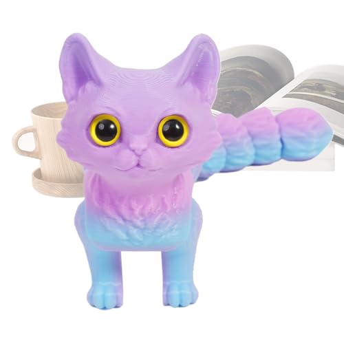 Yhsioaklo 3D -gedruckte Katze | 3D -gedruckte Tiere | Zappelspielzeug | Realistische bewegliche Gelenke Figuren Desktop für Erwachsene Osterfeier bevorzugt Geburtstagsmädchen Weihnachten von Yhsioaklo