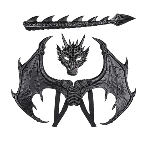 Yhsioaklo Halloween Dragon Cosplay -Set, Kinderkostüm -Requisiten Drachen, Flügelschwanz Gesichtskleid | Outfit für Halloweens -Osterpartys, Fancy Festival Fun Accessoire Yhsioaklo Halloween Dragon Cosplay -Set, Kinderkostüm -Requisiten Drachen, Flügelschwanz Gesichtskleid | Outfit für Halloweens -Osterpartys, Fancy Festival Fun Accessoire von Yhsioaklo