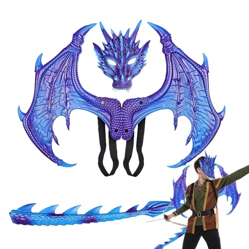 Yhsioaklo Halloween Dragon Cosplay -Set, Kinderkostüm -Requisiten Drachen, Flügelschwanz Gesichtskleid | Outfit für Halloweens -Osterpartys, Fancy Festival Fun Accessoire Yhsioaklo Halloween Dragon Cosplay -Set, Kinderkostüm -Requisiten Drachen, Flügelschwanz Gesichtskleid | Outfit für Halloweens -Osterpartys, Fancy Festival Fun Accessoire von Yhsioaklo