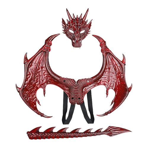 Yhsioaklo Halloween Dragon Cosplay -Set, Kinderkostüm -Requisiten Drachen, Flügelschwanz Gesichtskleid | Outfit für Halloweens -Osterpartys, Fancy Festival Fun Accessoire Yhsioaklo Halloween Dragon Cosplay -Set, Kinderkostüm -Requisiten Drachen, Flügelschwanz Gesichtskleid | Outfit für Halloweens -Osterpartys, Fancy Festival Fun Accessoire von Yhsioaklo
