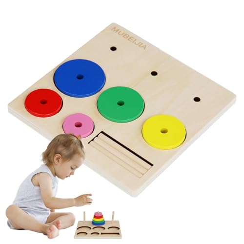 Yhsioaklo Hanoi Tower Puzzle | Hölzernen farbenfrohen Ringstapler für Kinder | Baby Toy, Sicherheitspädagogik Mehrzweck -Stapelspielzeug, Spielzeug für Kindergärtnerinnen Mädchen Kin von Yhsioaklo