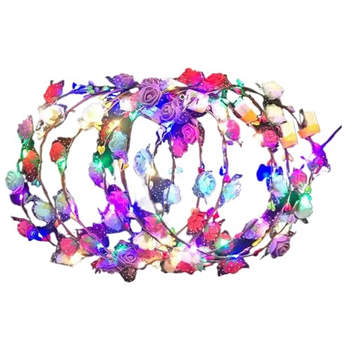 Yhsioaklo LED -Blumenkrone für Frauen - 10 leuchtende Stirnbänder mit Lichtern für Hochzeiten, Festivals, Halloween und thematische Partys | Moderne Haarzubehör (21 cm, PVC) von Yhsioaklo