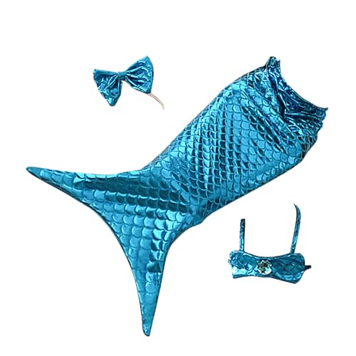 Yhsioaklo Mermaid Welpenkostüme | Polyester Hundekleidung mit Bogenstirnband und Halfterhalter | Hautfreundliche Welpenkleidung | Kreatives Kätzchen -Outfit für kleine Hunde und Katzen von Yhsioaklo