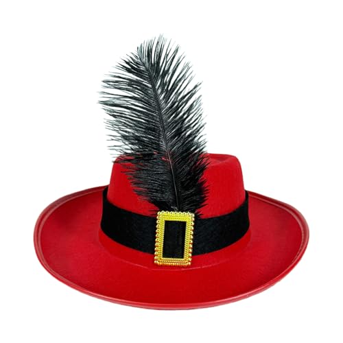 Yhsioaklo Schwarz Filz Musketier Hut, Historisches Kostüm-Kleid-Accessoire | Gentleman Fedoras Hats Erwachsener, Wide Bim-Hat Feather | Neuheit Kopfbedeckung Atmungsable Kopfbewegung C Yhsioaklo Schwarz Filz Musketier Hut, Historisches Kostüm-Kleid-Accessoire | Gentleman Fedoras Hats Erwachsener, Wide Bim-Hat Feather | Neuheit Kopfbedeckung Atmungsable Kopfbewegung C von Yhsioaklo