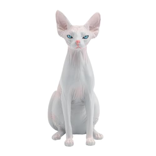 Yhsioaklo Sphinx Katze Tierfigur | Simulation Miniatur-haarloses Katzenmodell | 9,5 x 9,9 x 4,9 cm kleine Sphinx-Katzenfigur, statische Ornamente, Spielzeug für Zuhause, Büro, Desktop von Yhsioaklo