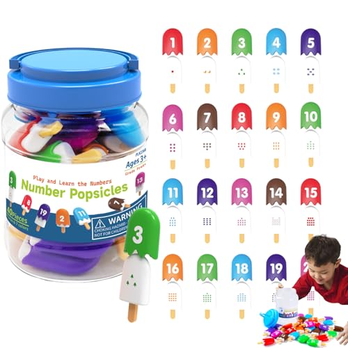 Yhsioaklo Zahlen Spiele für Kinder in ABS - Bildungsübereinstimmendes Spiel in Form von Eiscreme, schönes Vorschulspiel für frühes Lernen, Zählen und Erkennen der Zahlen von Yhsioaklo