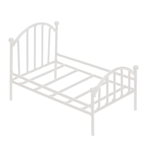 Yhsioaklominiatur Schlafzimmer Bett - Vintage Metall Möbel | Einzelbett -Design, Bettwäsche -Set inklusive, Mehrzweckdekor für Kinderzimmer, Hotelpuppenhaus, kompaktes Spielzubehör von Yhsioaklo