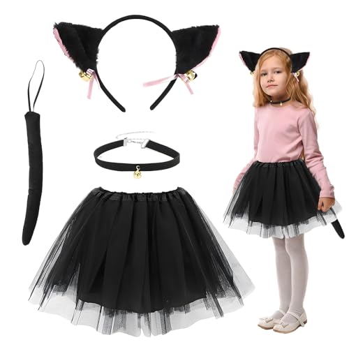Katzen Kostüme Mädchen Tierkostüm Set für Kinder, Faschingskostüme Kinder Mädchen Carnival Tierkostüm für Kinder, mit Tutu Rock Kinder, Cosplay Ohren, Cosplay Tail, Handschuhe, Schleif Fliege Katzen Kostüme Mädchen Tierkostüm Set für Kinder, Faschingskostüme Kinder Mädchen Carnival Tierkostüm für Kinder, mit Tutu Rock Kinder, Cosplay Ohren, Cosplay Tail, Handschuhe, Schleif Fliege von Yi'antai
