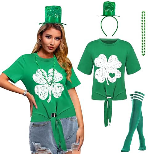 Yi-gog St. Patricks Day Damen Kurzarm Sommer T-Shirts Kleeblatt Lustiges Outfit Lucky St. Patty's Geschenk Zubehör Set Party Yi-gog St. Patricks Day Damen Kurzarm Sommer T-Shirts Kleeblatt Lustiges Outfit Lucky St. Patty's Geschenk Zubehör Set Party von Yi-gog
