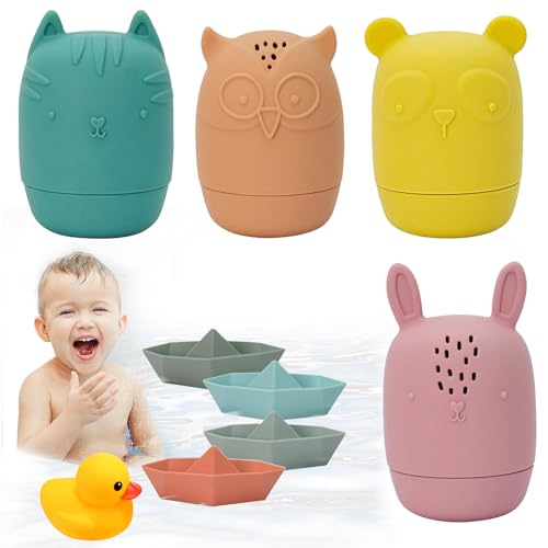 9X Badewannenspielzeug, Badespielzeug Baby ab 1 2 3 4 Jahr, Silikon Wasserspielzeug Kinder, Badewannen Spielzeug 4 Tier Spritzen Spielzeug, 4 Badewal & 1 Schwimmende Aufzieh Wasser Spielzeug 9X Badewannenspielzeug, Badespielzeug Baby ab 1 2 3 4 Jahr, Silikon Wasserspielzeug Kinder, Badewannen Spielzeug 4 Tier Spritzen Spielzeug, 4 Badewal & 1 Schwimmende Aufzieh Wasser Spielzeug von YiJiuBa