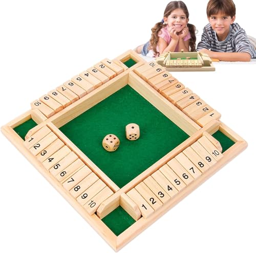YiJiuBa Shut The Box Spiel, Würfelspiel Brettspiel, Würfelspiel für 4 Spieler, Shut The Box Spiel Kinder ab 3 Jahre zum Mathematik Lernspielzeug, Brettspiel aus Holz Mädchen, Junge, Erwachsene YiJiuBa Shut The Box Spiel, Würfelspiel Brettspiel, Würfelspiel für 4 Spieler, Shut The Box Spiel Kinder ab 3 Jahre zum Mathematik Lernspielzeug, Brettspiel aus Holz Mädchen, Junge, Erwachsene von YiJiuBa
