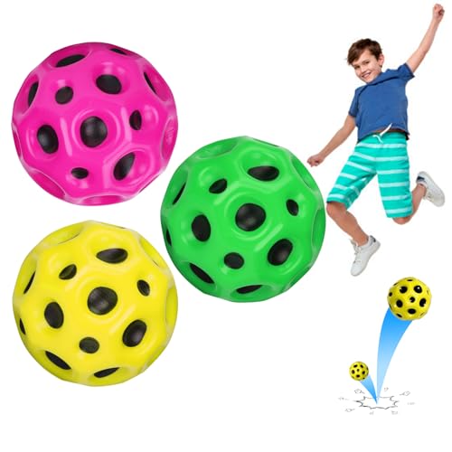 YiJiuBa 3 Stück Moon Ball, 7cm Hohe Springender Gummiball Astro Jump Ball Springball Bouncing Ball Bouncy Spaceballs für Kinder Geeignet für Innen und Außen von YiJiuBa