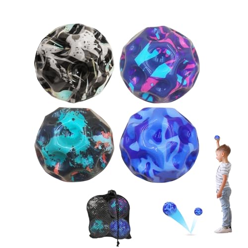 YiJiuBa Astro Jump Ball Galaxy, 4 STK Mond Ball, 7cm Hohe Springender Gummiball Sprünge Jumpball Mondball, Space Ball, Bounce Ball, Mondball, Astro Jump Ball, Bouncing Ball Springball für Kinder von YiJiuBa