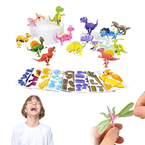 Pädagogisches 3D Cartoon Puzzle, 2024 New 3D Puzzle Set für Kinder, Einzigartiger 3D-Cartoon Puzzles DIY-Lernspielzeug für Jungen, Mädchen, Anfänger Geburtstag Weihnachten (Dinosaurier-Thema) von YiKAiLi