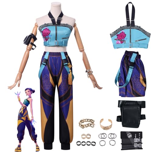 YiLianDa KPop Demon Hunters Rumi/Mira/Zoe Cosplay Kostüm Set für Damen – Anime Cosplay Outfit mit Ring & Ohrringen – Rollenspiel Uniform für Karneval, Halloween & Party von YiLianDa