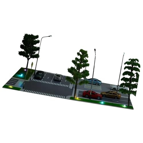 Dioramas Auto-Garagenmodell-Set, LED-Beleuchtung, Auto-Parkplätze, Landschaftsmodell-Set, Stadtstraßen-Display, Szenenmodell, Spielzeug, Baummodell von YiNLuax