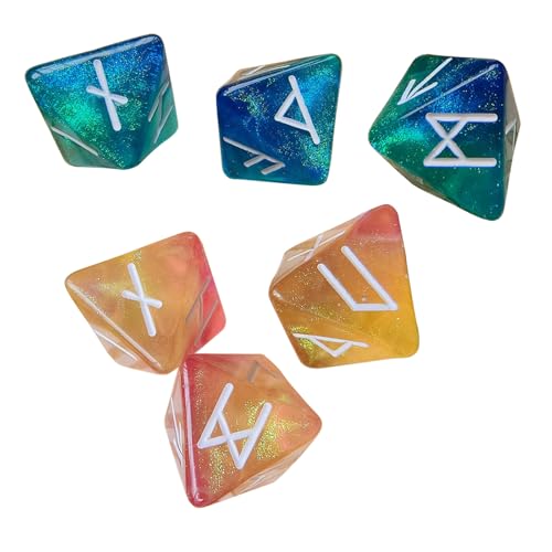 YiNLuax 6PCS 8 Seiten Wahrsagungsvorhersage Spiel Ziert Exquisites Polyedrische Runen Die Für Tragbare Tabletop Unterhaltung von YiNLuax