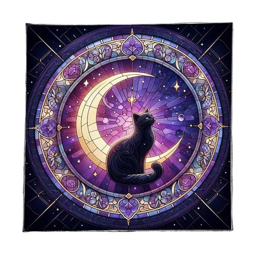YiNLuax Divinationen Tischdecke Mondkatzen Muster Astrologie Tarotkarte Tischdecke Altars Stoff Göttlichkeit Brettspielzubehör von YiNLuax