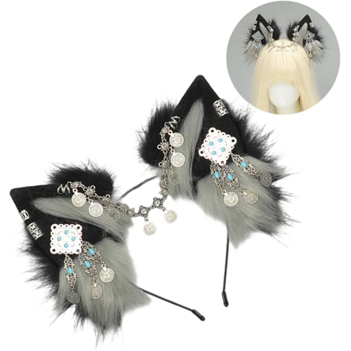 YiNLuax Zeitgenössischer Rollenspiel Wolf Ohrhaarband Fashion Kostüm Accessoire Für Partys Und Anziehen Pelziger Wolfohr Kopfstücke Für Halloween YiNLuax Zeitgenössischer Rollenspiel Wolf Ohrhaarband Fashion Kostüm Accessoire Für Partys Und Anziehen Pelziger Wolfohr Kopfstücke Für Halloween von YiNLuax