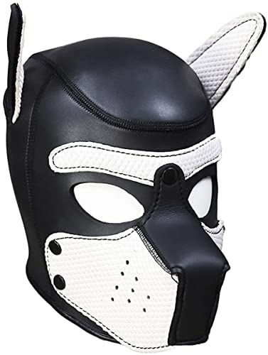 YiQin RWSX Weiche Latex-Hundemaske mit Ohren, Welpenmaske für Cosplay-Party-Maskerade Set, Freie Kombination (Maske Weiß L) von YiQin RWSX