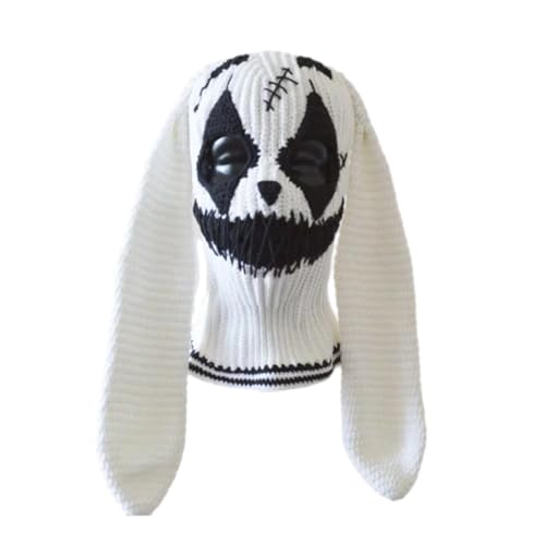 Handgewebte Sturmhaube für Erwachsene, Strickpullover mit Hasenohren, Party-Kostüm, Outdoor-Sport, Wandern, Mütze, Halloween, Party, Hut, Zubehör, Cosplay-Hut, Grimace Black Rabbit, Einheitsgröße Handgewebte Sturmhaube für Erwachsene, Strickpullover mit Hasenohren, Party-Kostüm, Outdoor-Sport, Wandern, Mütze, Halloween, Party, Hut, Zubehör, Cosplay-Hut, Grimace Black Rabbit, Einheitsgröße von YiQinzcxg