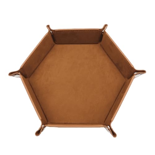 YiQinzcxg Falten Hexagon Dices Tablett PU Leder Velvets Dices Storage Box Tragbares Falten Dices Rolling Tably Für Game Player von YiQinzcxg