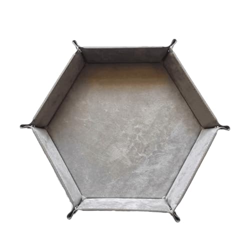 YiQinzcxg Falten Hexagon Dices Tablett PU Leder Velvets Dices Storage Box Tragbares Falten Dices Rolling Tably Für Game Player von YiQinzcxg