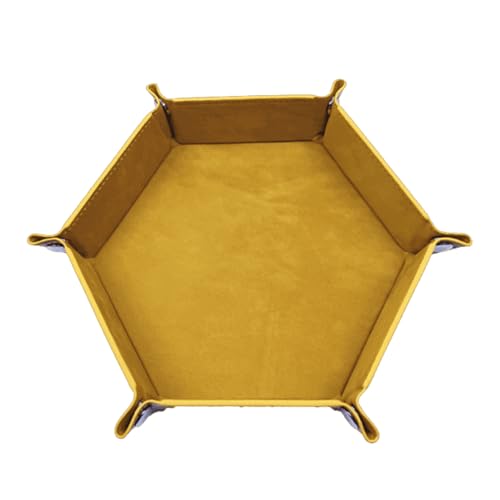 YiQinzcxg Falten Hexagon Dices Tablett PU Leder Velvets Dices Storage Box Tragbares Falten Dices Rolling Tably Für Game Player von YiQinzcxg