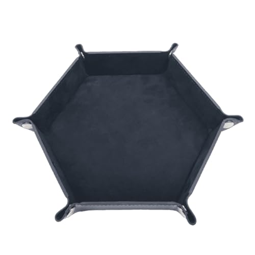 YiQinzcxg Falten Hexagon Dices Tablett PU Leder Velvets Dices Storage Box Tragbares Falten Dices Rolling Tably Für Game Player von YiQinzcxg