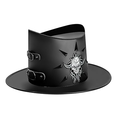 YiQinzcxg Gothic Knight Zylinder Hut Steampunk Hut Punk Magier Hut mit Totenkopf Erwachsene Unisex Kostüm Kappe Halloween Zubehör Kostüm Hut für Erwachsene Damen Herren von YiQinzcxg