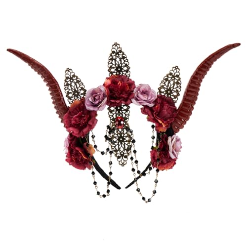 YiQinzcxg Langes Böses Horn Stirnband Für Erwachsene Cosplay Kostüm Teufelshorn Blumen Hairhoop Halloween Party Tiaras Haarteile Mit Fransen YiQinzcxg Langes Böses Horn Stirnband Für Erwachsene Cosplay Kostüm Teufelshorn Blumen Hairhoop Halloween Party Tiaras Haarteile Mit Fransen von YiQinzcxg