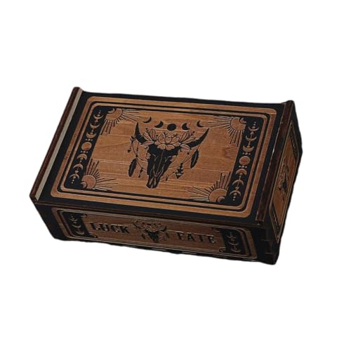 YiQinzcxg Tragbarer Kartenbehälter Holzschub Tarot Karten Aufbewahrungsbox Astrologys Schmuckstück von YiQinzcxg