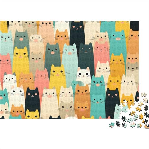 Cartoon Cat 1000 Teile Puzzle Für Erwachsene Geeignet Pattern of Cartoon Cat Holzpuzzle Familienspaß Lernspielzeug 1000pcs (75x50cm) von YiWanLiu