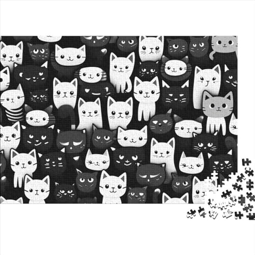 Cartoon Cat 1000 Teile Puzzle Für Kinder Und Erwachsene Ab 14 Jahren Pattern of Cartoon Cat Holzpuzzle Herausfordernd Lernspielzeug 1000pcs (75x50cm) von YiWanLiu