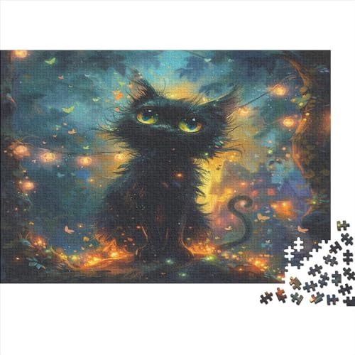 Cat 500 Teile Puzzle Für Erwachsene Geeignet Black Cat Holzpuzzle Familienspaß Lernspielzeug 500pcs (52x38cm) von YiWanLiu