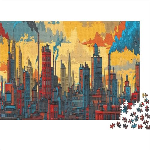 Colorful Buildings 1000 Teile Puzzle Für Erwachsene Colorful Town Holzpuzzle 1000pcs (75x50cm) von YiWanLiu