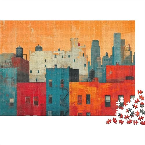 Colorful Buildings 300 Teile Puzzle Für Erwachsene Colorful Town Holzpuzzle 300pcs (40x28cm) von YiWanLiu