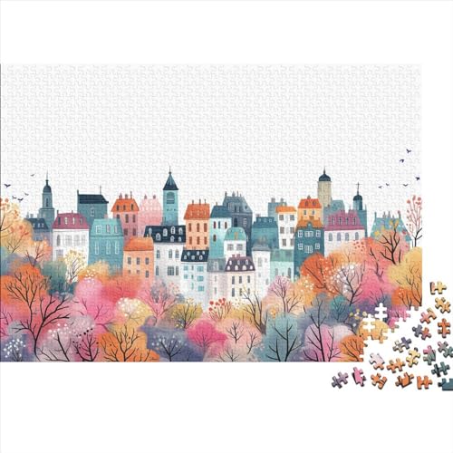 Colorful Buildings 500 Teile Puzzle Für Erwachsene Colorful Town Holzpuzzle 500pcs (52x38cm) von YiWanLiu