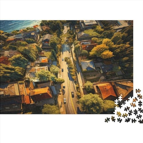 High View City 1000 Teile Puzzle Für Erwachsene Geeignet Colorful City Holzpuzzle Familienspaß Lernspielzeug 1000pcs (75x50cm) von YiWanLiu