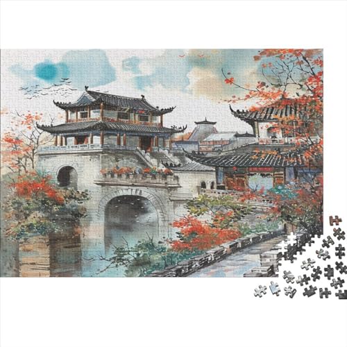 Oriental Mountain Vista 1000 Teile Puzzle Für Kinder Und Erwachsene Ab 14 Jahren Ink Landscape Holzpuzzle Familienspaß Denkspiel 1000pcs (75x50cm) von YiWanLiu